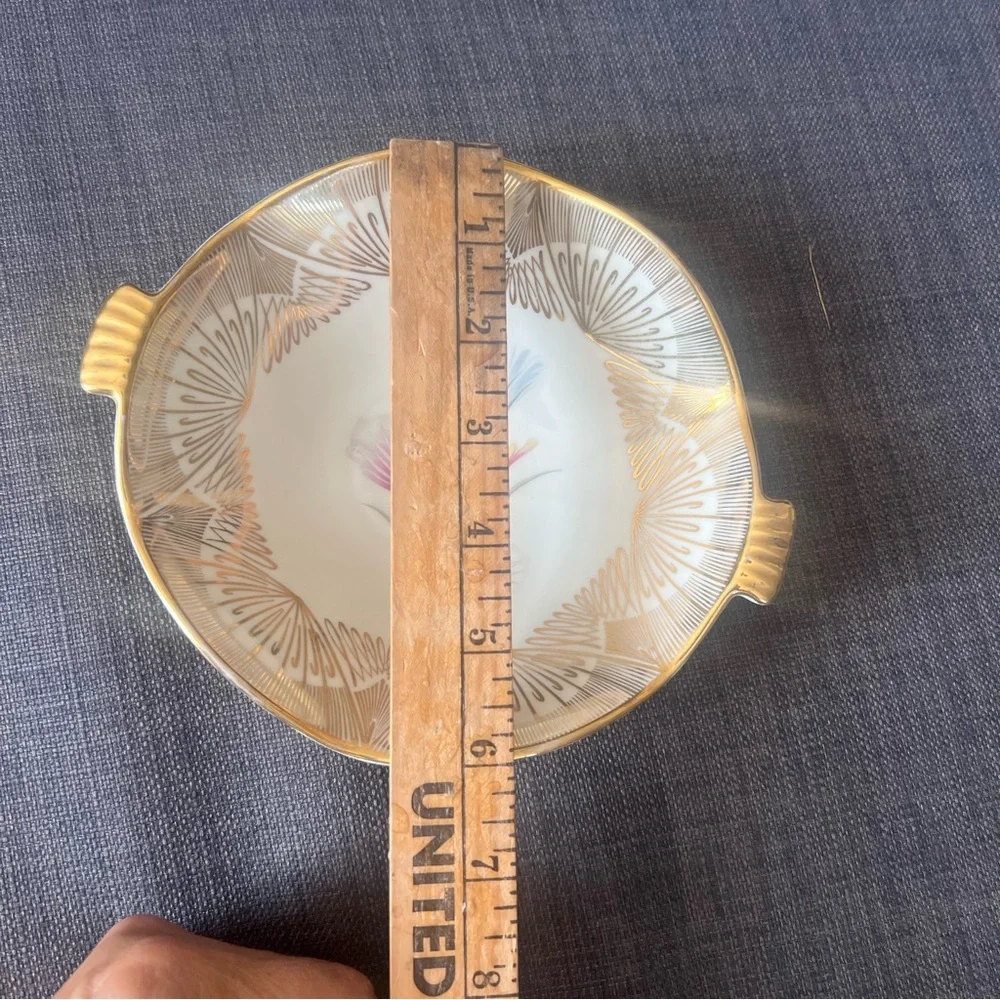 Winterling Roslau Bavaria Elegant Gold and White Floral Serving  Candy Bowl